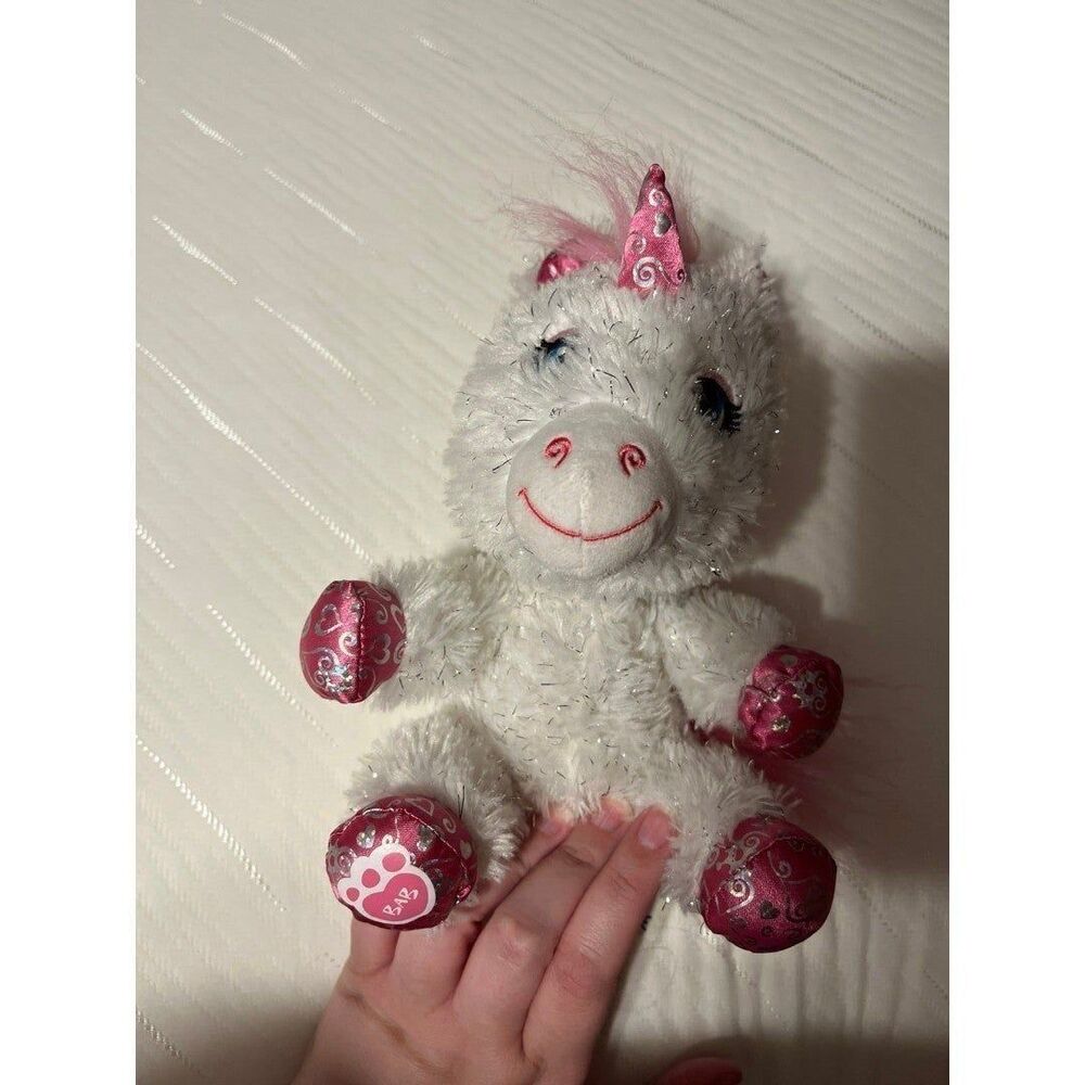 Build-A-Bear Workshop Smallfry Unicorn White Pink Tinsel‎ Sparkle Plush Toy